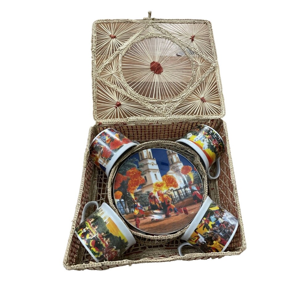 Corona Colombia Silvia Tcherassi Barranquilla Carnival Espresso Set 8pc + Basket
